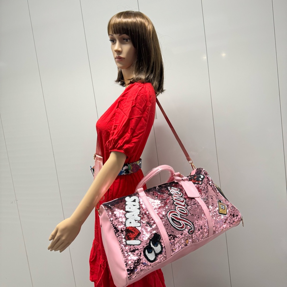 SALE I ♥️ PARIS SEQUIN TRAVEL BAG - Picture 3 of 13